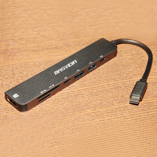 MasVidia USB Type C 7合1 高速多功能轉接器 PD充電傳輸集線器 HDMI轉接頭