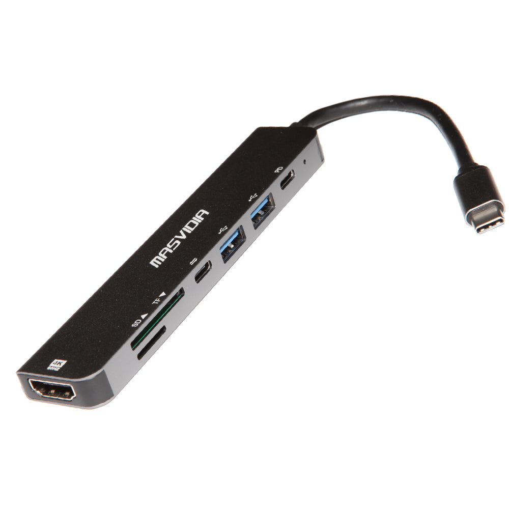 MasVidia USB Type C 7合1 高速多功能轉接器 PD充電傳輸集線器 HDMI轉接頭