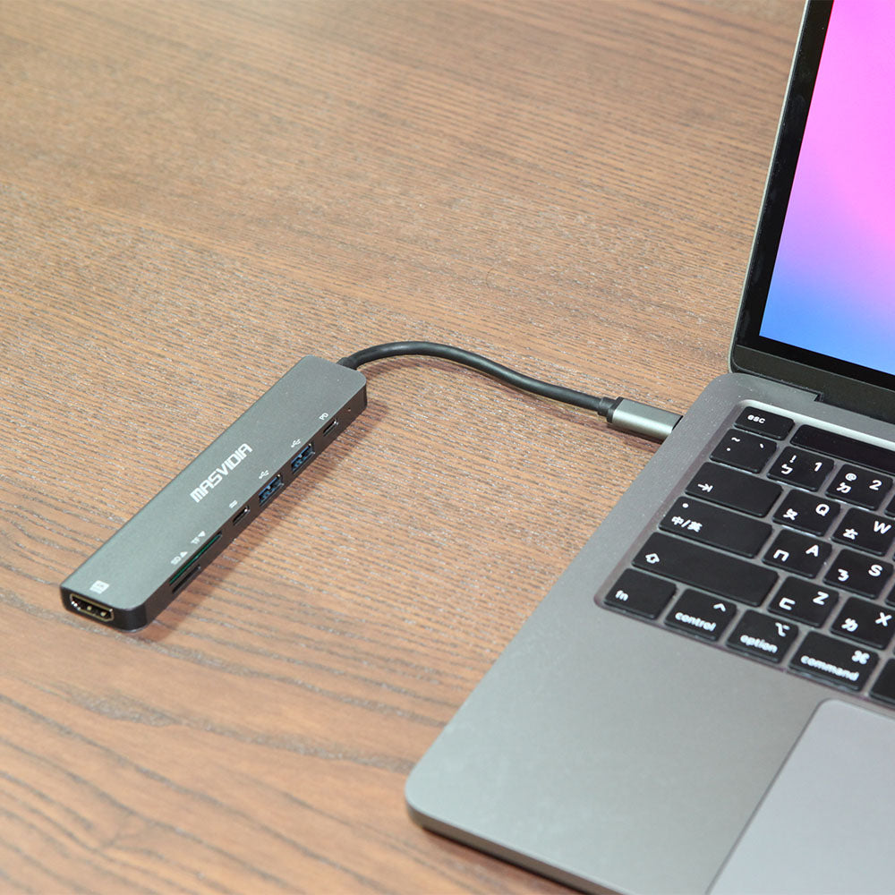 MasVidia USB Type C 7合1 高速多功能轉接器 PD充電傳輸集線器 HDMI轉接頭