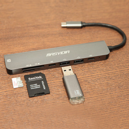 MasVidia USB Type C 7合1 高速多功能轉接器 PD充電傳輸集線器 HDMI轉接頭