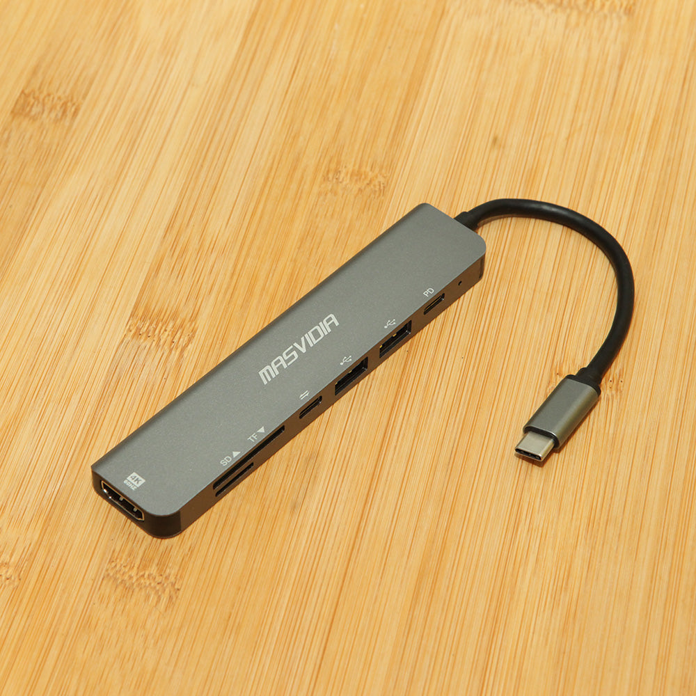 MasVidia USB Type C 7合1 高速多功能轉接器 PD充電傳輸集線器 HDMI轉接頭