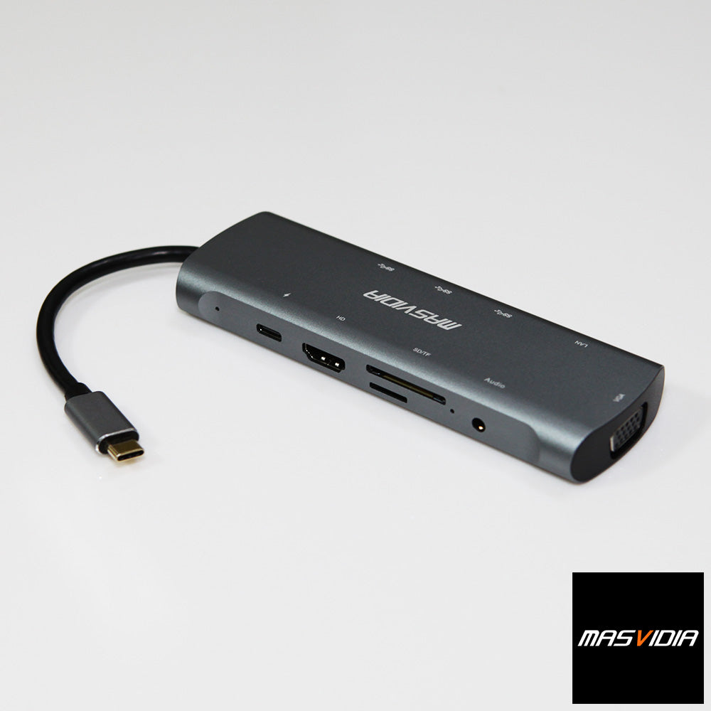 MasVidia USB Type C 10合1 多功能轉接器 USB3.0 PD充電集線器 HDMI轉接頭
