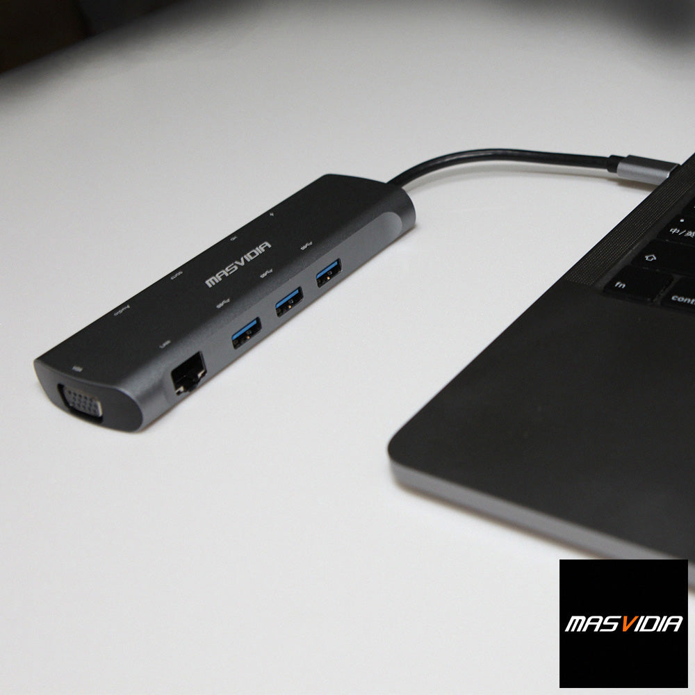 MasVidia USB Type C 10合1 多功能轉接器 USB3.0 PD充電集線器 HDMI轉接頭