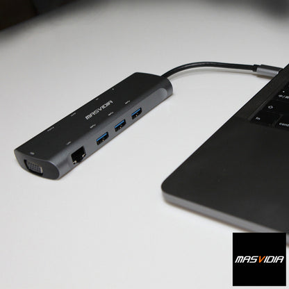 MasVidia USB Type C 10合1 多功能轉接器 USB3.0 PD充電集線器 HDMI轉接頭