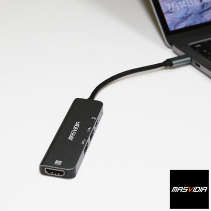 MasVidia USB Type C 4合1 多功能轉接器 USB3.0 PD充電集線器 HDMI轉接頭