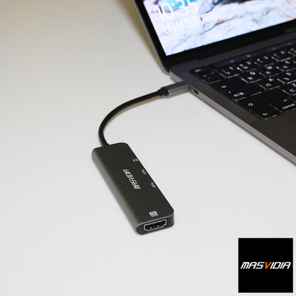 MasVidia USB Type C 4合1 多功能轉接器 USB3.0 PD充電集線器 HDMI轉接頭
